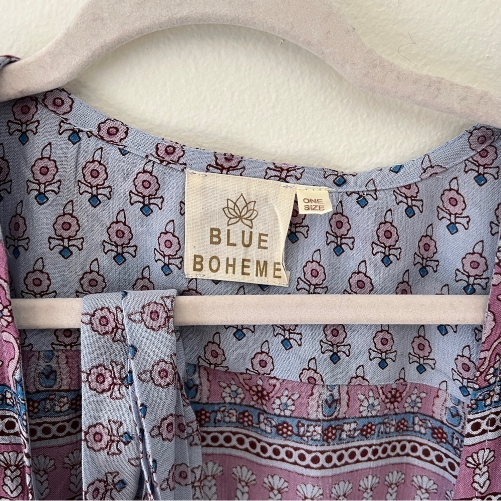 BLUE BOHEME WOMENS WRAP UP BLUE PURPLE TOP ONE SIZE FITS ALL - Picture 5 of 9
